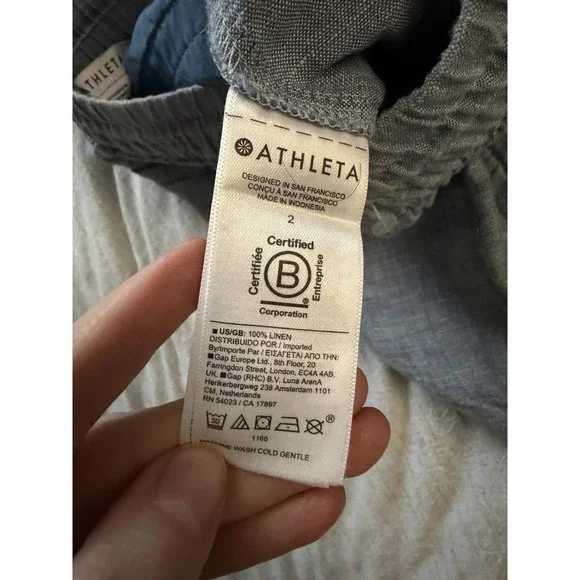 Athleta Cabo Linen Jogger Pants Gray Blue Size 2 Zip Pocket - Picture 5 of 10
